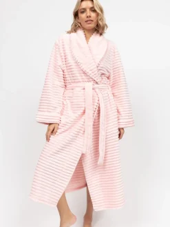 Cyberjammies Striped Sealskin Fleecy Dressing Gown Pink Hot