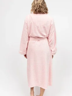 Cyberjammies Striped Sealskin Fleecy Dressing Gown Pink Hot