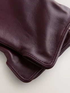 Next Dark Berry Red Leather Gloves Best