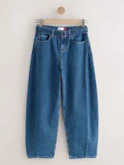 Next Belted Barrel Jeans Dark Blue Clearance