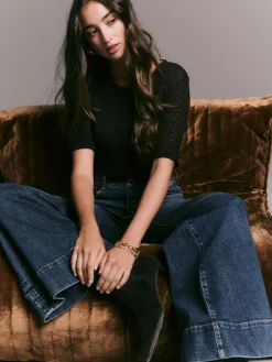 Next High Rise Stretch Wide Leg Jeans Dark Blue Sale