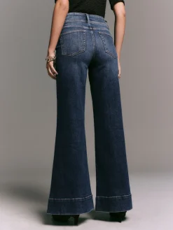 Next High Rise Stretch Wide Leg Jeans Dark Blue Sale