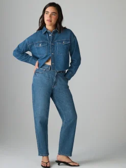 Next Hourglass Comfort Stretch Column Mom Jeans Dark Blue Sale