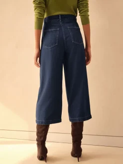 Next N.Premium High Rise Culotte Jeans Dark Blue Online