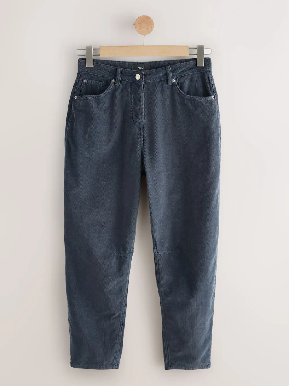 Next Cord Barrel Leg Trousers Denim Blue New