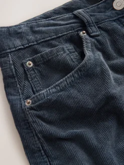 Next Cord Barrel Leg Trousers Denim Blue New