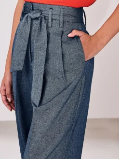 Next Denim Look Superwide Belted Trousers Hot