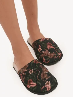 Desmond & Dempsey Soleia Navy Wool Slippers New