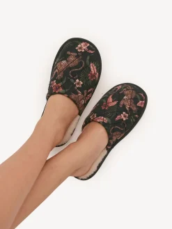 Desmond & Dempsey Soleia Navy Wool Slippers New