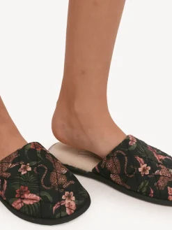 Desmond & Dempsey Soleia Navy Wool Slippers New