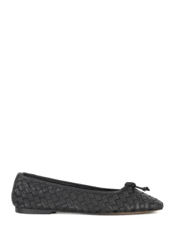 Dune London Black Heat Woven Ballerina Shoes New