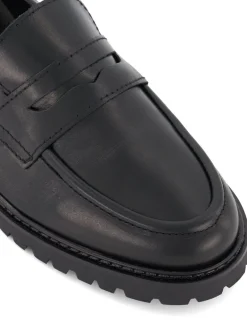 Dune London Black Regular Fit Gild Cleated Penny Leather Loafers Outlet