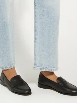 Dune London Standard Fit Ginelli Flexi Sole Leather Penny Loafers Black Hot