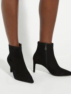 Dune London Standard Fit Obsessively Mid Set Back Point Heeled Ankle Boots Black Clearance