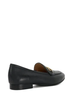 Dune London Wide Fit Glair Branded Snaffle Leather Trim Shoes Black