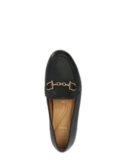 Dune London Wide Fit Glair Branded Snaffle Leather Trim Shoes Black