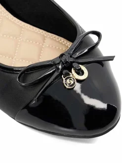 Dune London Black Wide Fit Hallo Charm Trim Ballet Flat Shoes New