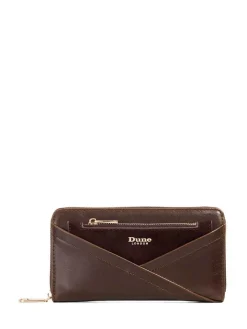 Dune London Kelbey Zip Around Long Purse Brown Chrome