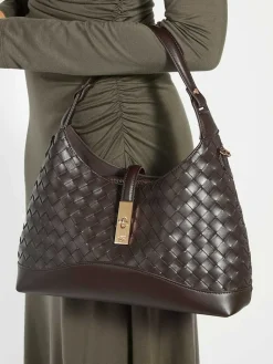 Dune London Dorset Medium Turnlock Shoulder Bag Brown New