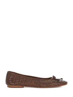 Dune London Brown Heat Woven Ballerina Shoes Sale