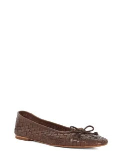 Dune London Brown Heat Woven Ballerina Shoes Sale