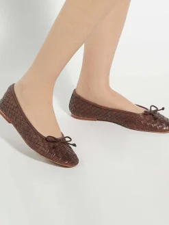 Dune London Brown Heat Woven Ballerina Shoes Sale