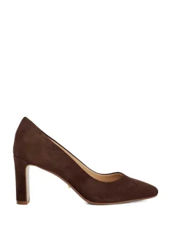 Dune London Wide Fit Arriving Comfort Mid Block Heels Brown Outlet