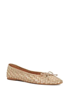 Dune London Gold Heat Woven Ballerina Shoes Discount