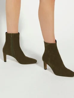 Dune London Green Ovation Square Toe Heeled Boots