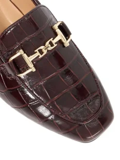 Dune London Grained Branded Snaffle Trim Loafers Red Discount