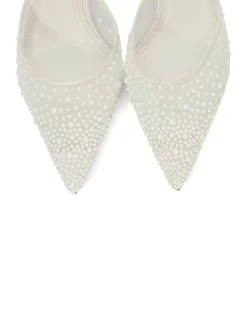 Dune London White Cuddling Bridal Mesh Kitten Mule Heels Discount