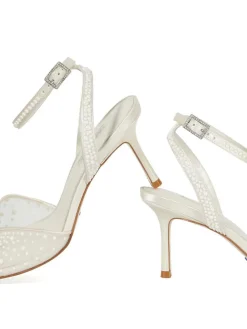 Dune London White Musing Bridal Pearl Mesh Heels Best
