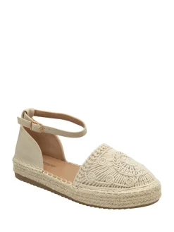 Dunlop Ankle Strap Flatform Shoes Cream Clearance
