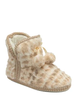 Dunlop Faux Bootie Pom Pom Slippers Cream Sale