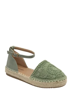 Dunlop Ankle Strap Flatform Shoes Green Clearance