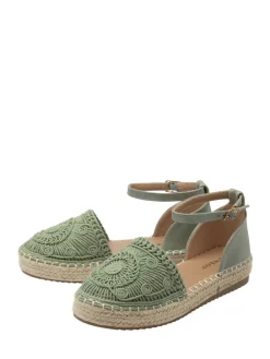 Dunlop Ankle Strap Flatform Shoes Green Clearance