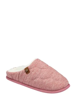 Dunlop Ladies Closed Toe Quilted Mule Slippers Pink New