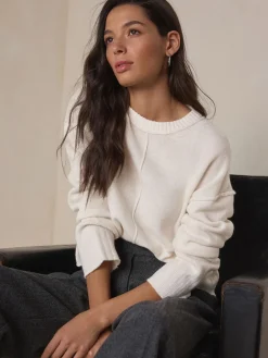 Next Ecru 100% Lambswool N.Premium Crew Neck Jumper Outlet