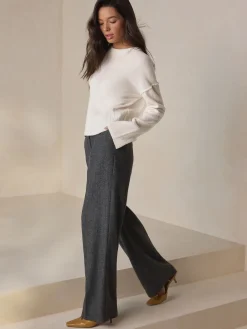 Next Ecru 100% Lambswool N.Premium Crew Neck Jumper Outlet