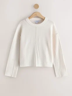 Next Ecru 100% Lambswool N.Premium Crew Neck Jumper Outlet