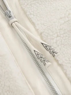 Next Borg Zip Through Fleece With Rib Collar Ecru Best