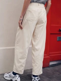 Next Cord Barrel Leg Trousers Ecru Outlet