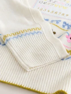 Next Ecru Embroidered Crew Neck Knitted Jumper with Wool Hot