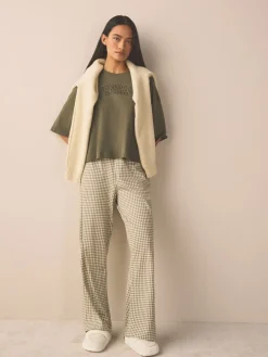 Next Ecru Faux Fur Heart Footbed Slippers Clearance