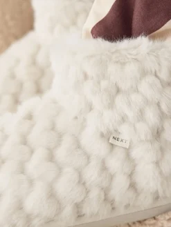Next Faux Fur Heart Slipper Boots Ecru Best
