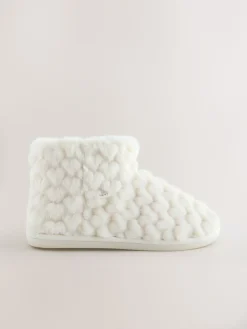 Next Faux Fur Heart Slipper Boots Ecru Best