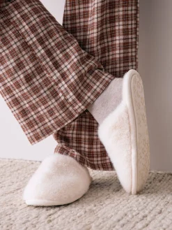 Next Faux Fur Mule Slippers Ecru Online