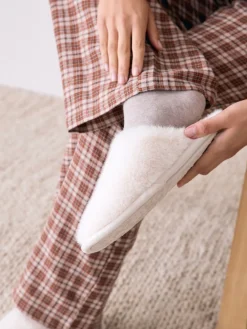 Next Faux Fur Mule Slippers Ecru Online