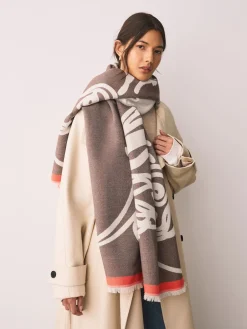 Next Ecru Hamish the Highland Cow Midweight Scarf