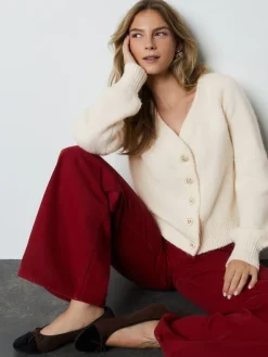 Next Heart Button Cardigan With Wool Ecru Hot